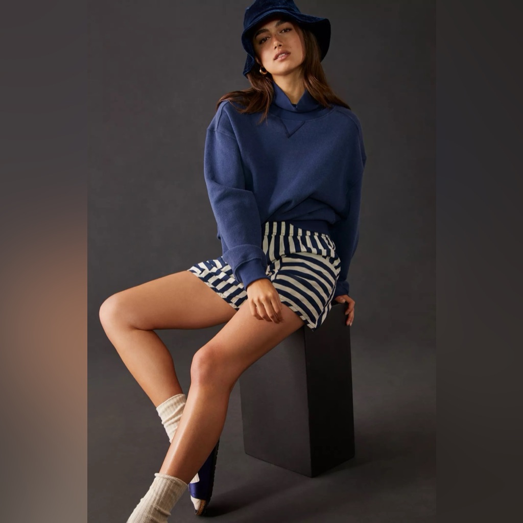 Anthropologie Jewel Tone Navy Blue Velvet Bucket Hat, One Size